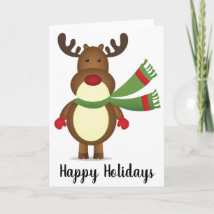 Festividades Reindet Vestindo Um Cartão Verde De Saudação Scarf
