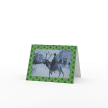 Rena ocidental w/snowman do vintage do cartão de