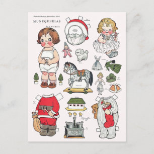 Festividades Reprodução de cartão postal de boneca de papel de