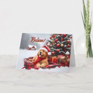 Festividades Retriever de Ouro 5x7 fora do Cartão de Natal