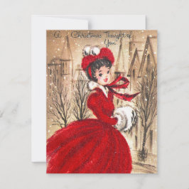 Festividades Retro Vintage Lady Christmas adicionar cartão de m
