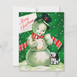 Festividades Retro Vintage Snowman adiciona cartão de mensagem