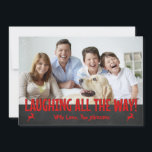 Festividades Rindo todo o cartão de Natal feito sob encomenda<br><div class="desc">Este cartão customizável do Natal do quadro é perfeito para o mais feliz das famílias. Personalize o texto e as fotos para fazer a isto um cartão personalizado do feriado.</div>