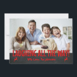 Festividades Rindo todo o cartão de Natal feito sob encomenda<br><div class="desc">Este cartão customizável do Natal do quadro é perfeito para o mais feliz das famílias. Personalize o texto e as fotos para fazer a isto um cartão personalizado do feriado.</div>