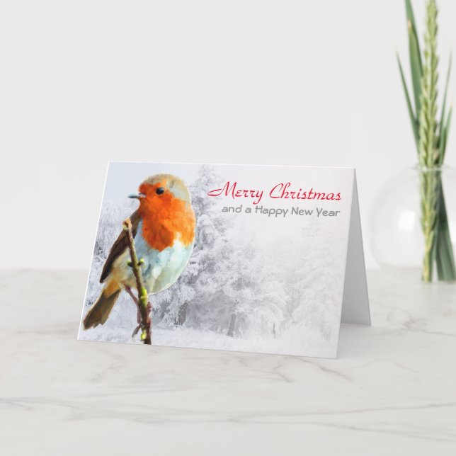 Festividades Robin no Cartão de Natal de inverno (Frente)