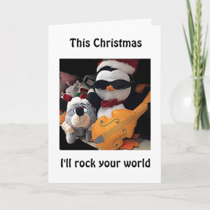 FESTIVIDADES ROCK SEU MUNDO ESTE PINGUIM DE CARTÃO DE NATAL
