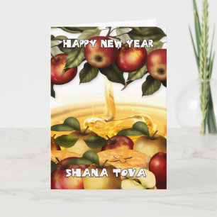 Festividades Rosh Hashanah - Cartão de Saudação com Maçãs