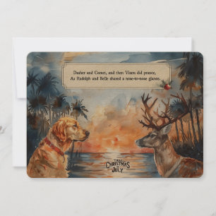 Festividades Rudolph & Belle na Praia – Cartão de Saudação 5x7