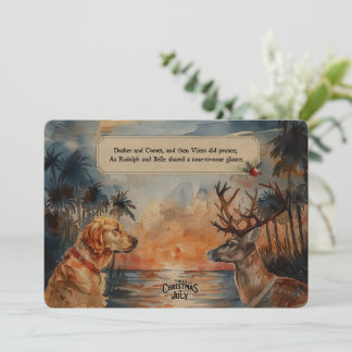 Festividades Rudolph & Belle na Praia – Cartão de Saudação 5x7