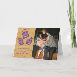 Festividades Rustic Roxo Apresenta Cartão com fotos de Férias