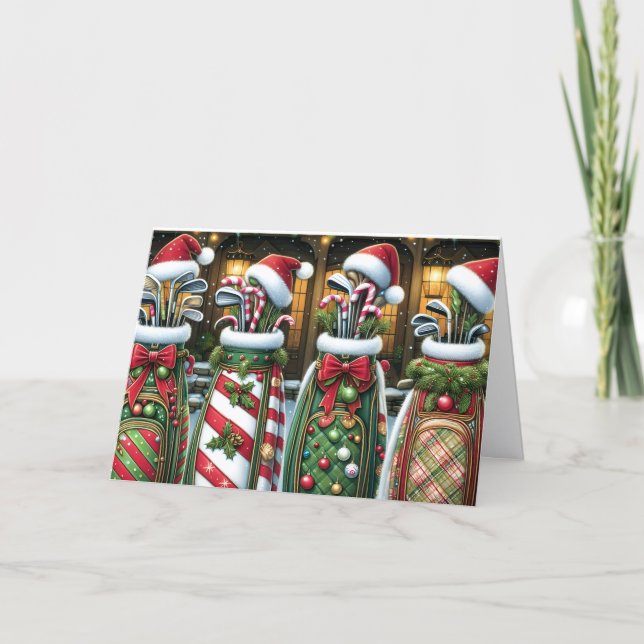 Festividades Sacos de Golfe Cartão de Natal (Frente)