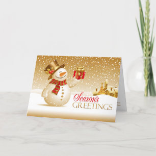 Festividades Saudações da temporada Snowman Dobrou o Cartão de