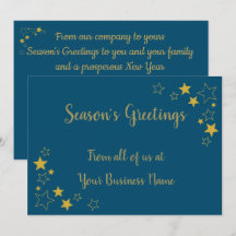 Saudações de estação Cartão Dourado azul não relig