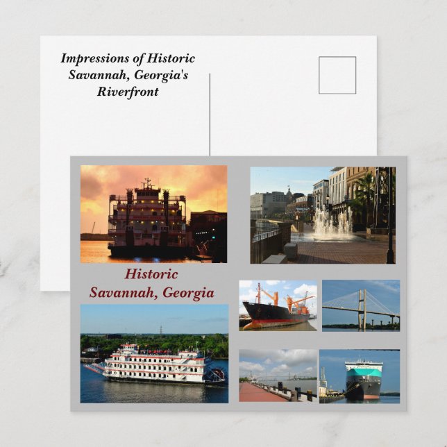 Festividades Savannah, cartão postal de feriado da Geórgia (Frente/Verso)
