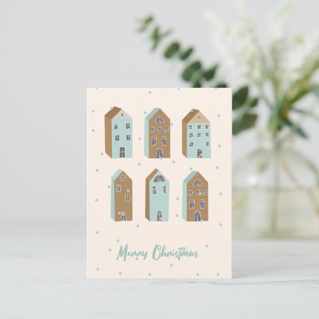 Festividades Scandinávia inspirou cartão postal de Natal. Editá (Em pé/Frente)