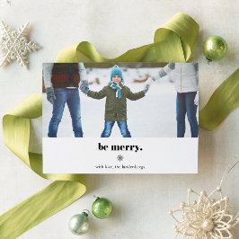 Festividades Seja Feliz | Cartão com fotos de Natal moderno