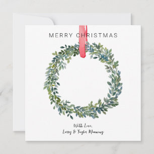 Festividades Sem Cartão de Natal de Wreath Boxwood com Aquarela