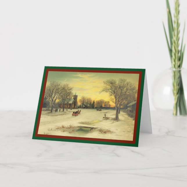 Festividades Serviços da Manhã de Natal - Cartão Vintage (Frente)