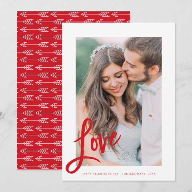 Festividades Setas de Amor | Cartão com fotos dia de os namorad (Frente/Verso)