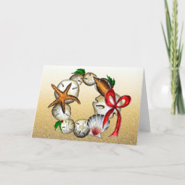 Festividades Shell Wreath - Cartão de Natal/Feriado