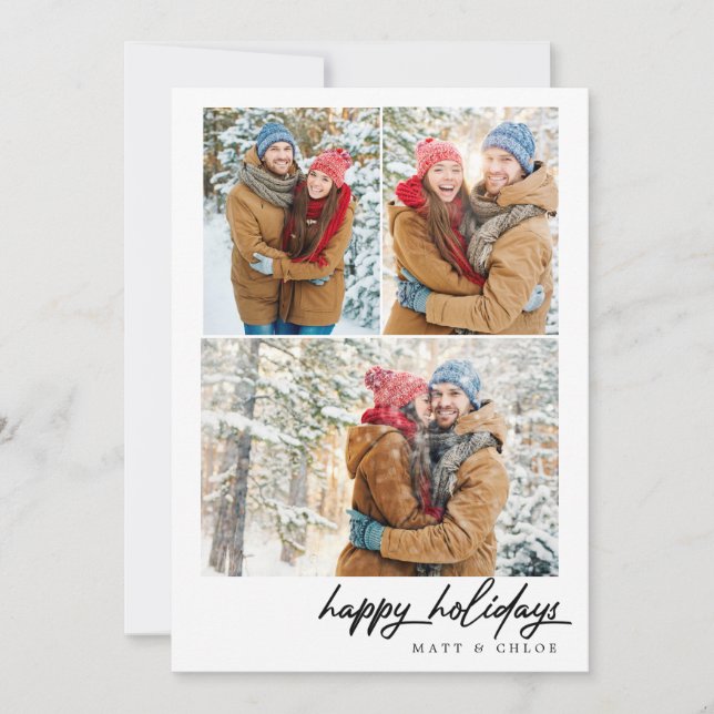 Festividades Simples Feriados Felizes Cartão com fotos de Natal (Frente)