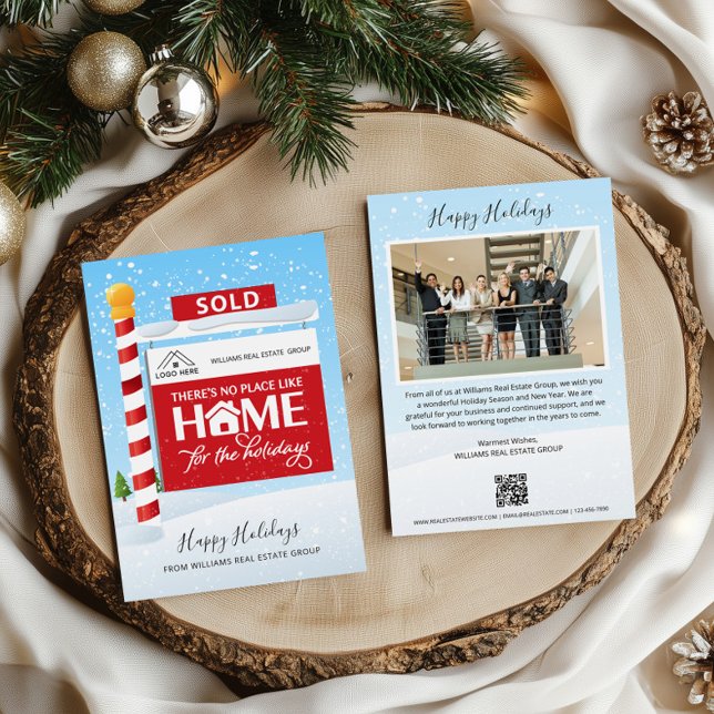 Festividades Sinal de venda Código QR Real Estoque Cartão de Na (Sold Real Estate QR Code Christmas Cards)