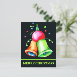 Festividades Sinos de Bolha de Aquarela - Cartão de Natal