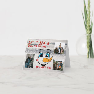 Festividades Smiley Snowman Dobrou o Cartão de Natal de Foto