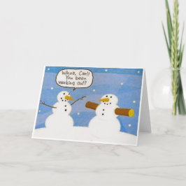 Festividades Snowman a fazer logagens Cartão de Saudação