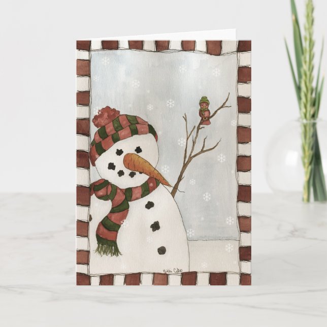 Festividades Snowman e Cartão de Pássaro (Frente)