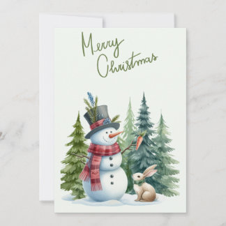 Festividades Snowman e Rabbit Feliz Cartão de Natal