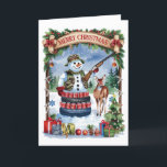 Festividades Snowman Hunter Engraçado Cartão de Natal Redneck<br><div class="desc">Cartão de Natal de Neve Caipira Cura Cura Cria Neve. Personalize com seu próprio texto de saudação.</div>