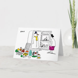 Festividades Snowman no cartão de Natal gelado