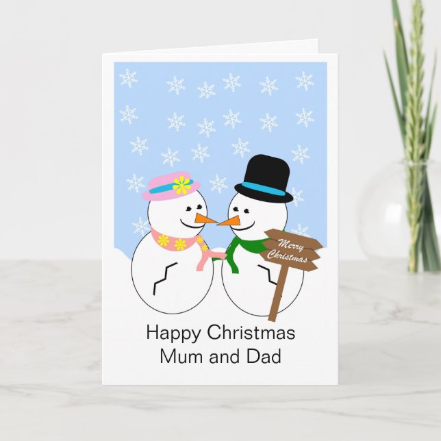 Festividades Snowmen - Mãe E Pai - Cartão De Natal (Frente)