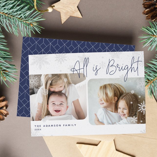 Festividades Snowy Script | 2 Cartão de Feriado Brilhante para  (Criador carregado)