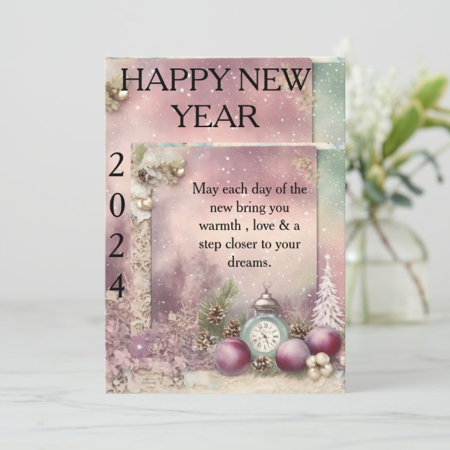 Festividades "Snowy Serenity: Um Cartão Saudável de Ano Novo" (Em pé/Frente)