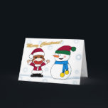 Festividades Sockmonkey e cartão do boneco de neve<br><div class="desc">Feliz Natal! 
 Com amor,  
 Macaco da peúga</div>