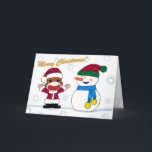 Festividades Sockmonkey e cartão do boneco de neve<br><div class="desc">Feliz Natal! 
 Com amor,  
 Macaco da peúga</div>