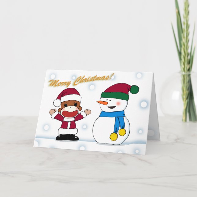 Festividades Sockmonkey e cartão do boneco de neve (Frente)