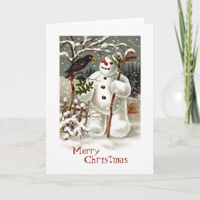 Festividades Sr. Snowman e Sr. Crow - Cartão de Saudação (Frente)