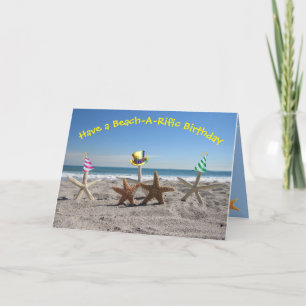Festividades Starfish Na Praia - Cartão De Aniversário Dobrado