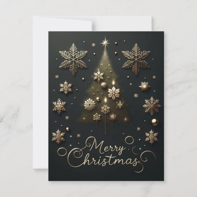Festividades Starry Night Black e Dourado cartão de Natal (Frente)