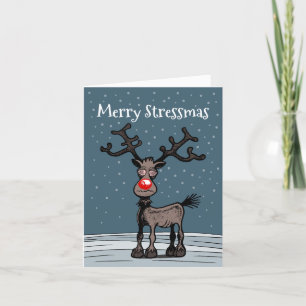 Festividades Stressmas de feliz com Cartão de Natal Rudolph