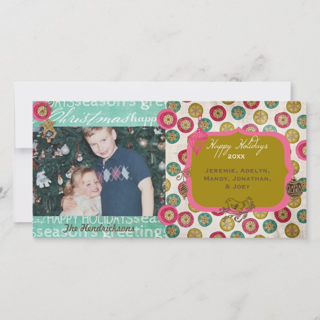Festividades Tantos Ornamentos Cartão com fotos de Natal (Frente)