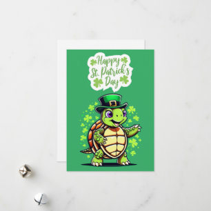 Festividades Tartaruga Engraçada - Cartão Feliz Dia de São Patr