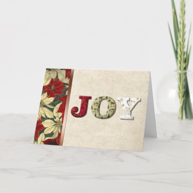 Festividades Tecido de Natal JOY Cartão de Natal (Frente)