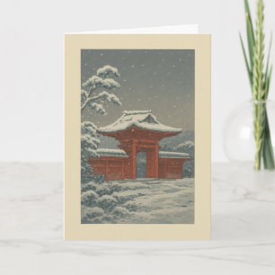 Festividades Templo na Neve - Cartão de Natal Japonês