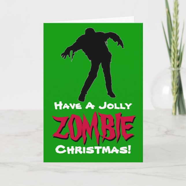 Festividades Ter Um Cartão De Natal Irônico Zombie (Verde) (Frente)