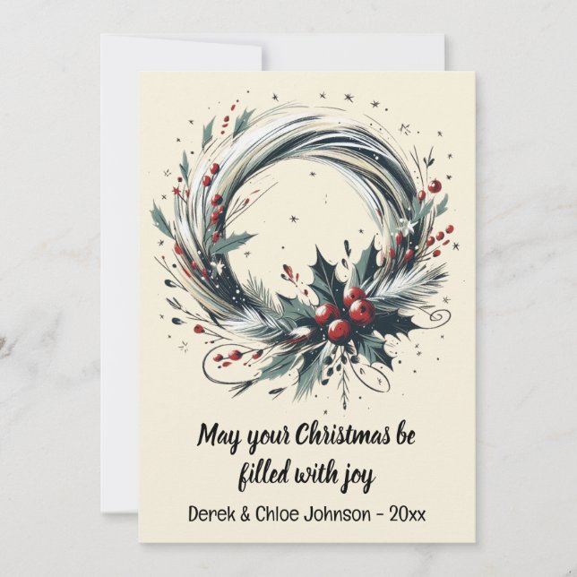 Festividades Terra Moderna com Cartão de Natal Holiday Berries (Frente)