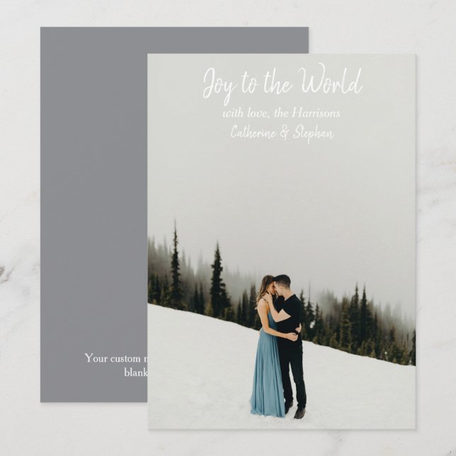 Festividades Tipografia Branca Simples Cartão de Natal Moderno (Frente/Verso)